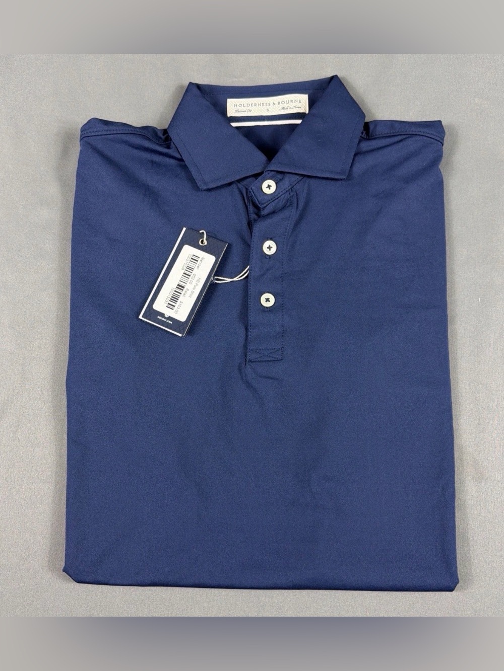 Holderness & Bourne Golf Shirt Polo Sleeve Logo Anderson Small Navy MSRP $115